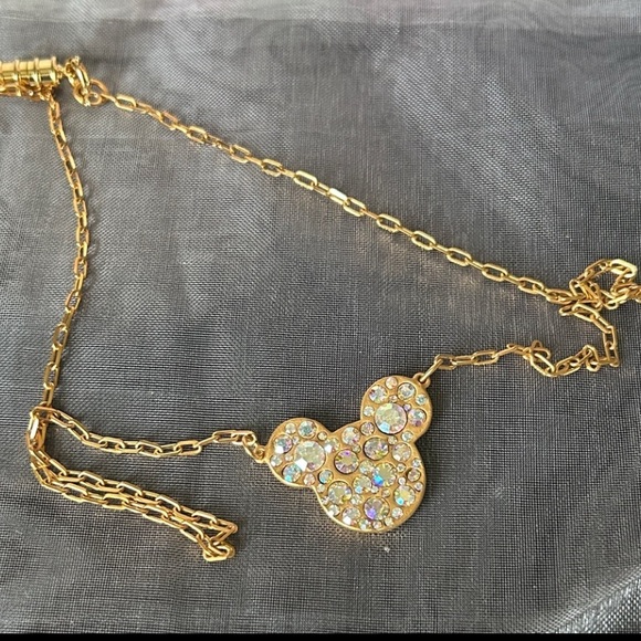 Vintage Disney Gold Crystal Mickey  Mouse Pendant Necklace - Picture 1 of 4
